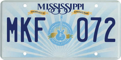 MS license plate MKF072