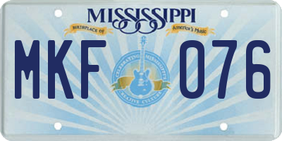 MS license plate MKF076