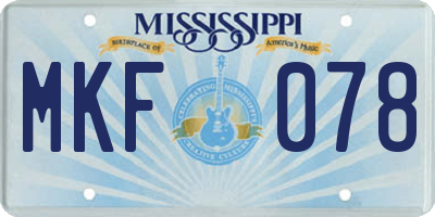 MS license plate MKF078