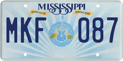 MS license plate MKF087