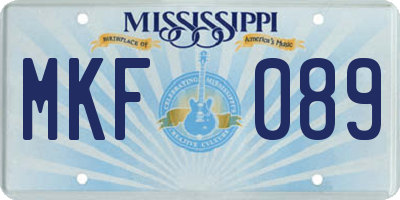 MS license plate MKF089