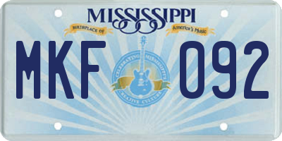 MS license plate MKF092