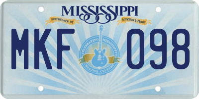 MS license plate MKF098