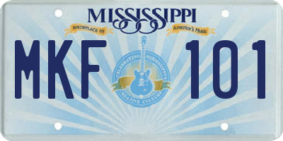 MS license plate MKF101