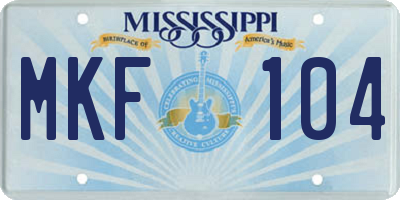 MS license plate MKF104