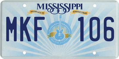 MS license plate MKF106