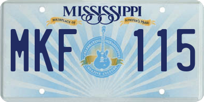 MS license plate MKF115