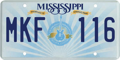 MS license plate MKF116
