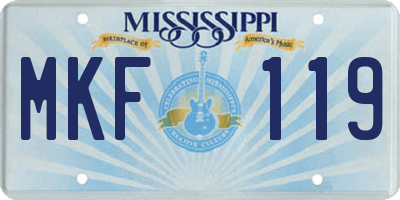 MS license plate MKF119
