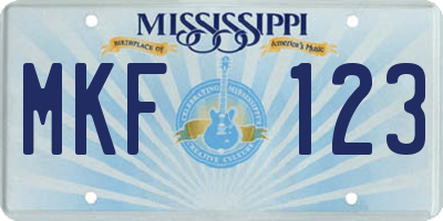 MS license plate MKF123