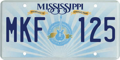 MS license plate MKF125
