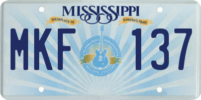 MS license plate MKF137