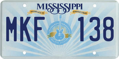 MS license plate MKF138