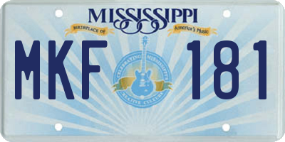 MS license plate MKF181