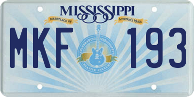 MS license plate MKF193