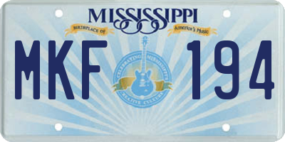 MS license plate MKF194