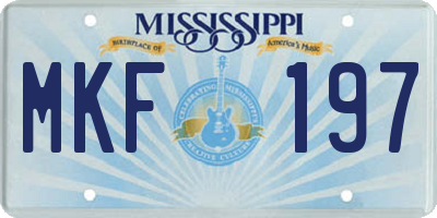MS license plate MKF197
