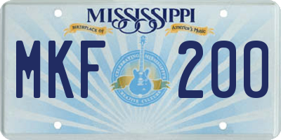 MS license plate MKF200