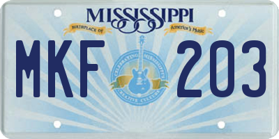 MS license plate MKF203