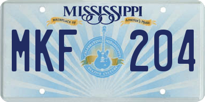 MS license plate MKF204