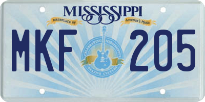 MS license plate MKF205