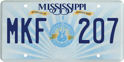 MS license plate MKF207