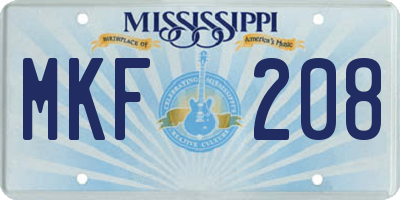 MS license plate MKF208
