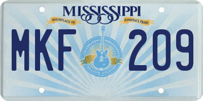MS license plate MKF209