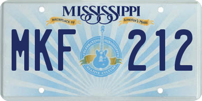 MS license plate MKF212