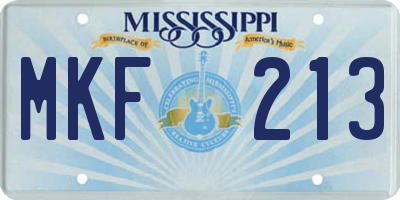 MS license plate MKF213