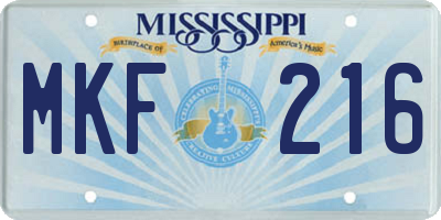 MS license plate MKF216
