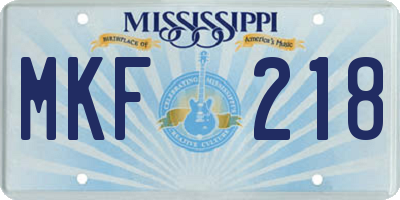MS license plate MKF218