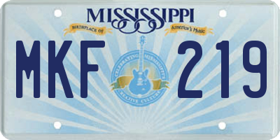 MS license plate MKF219