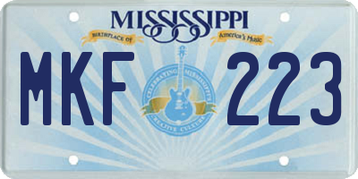 MS license plate MKF223
