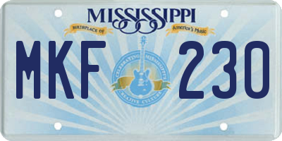MS license plate MKF230