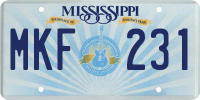 MS license plate MKF231