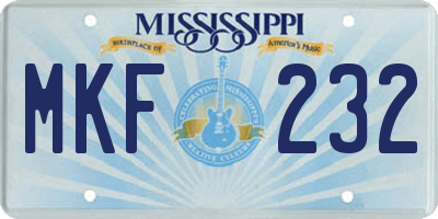 MS license plate MKF232