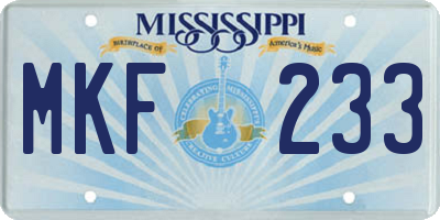 MS license plate MKF233