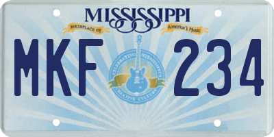 MS license plate MKF234