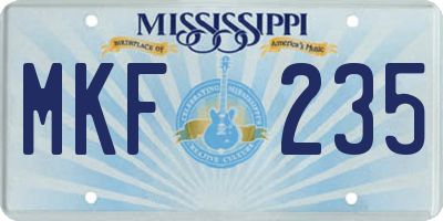 MS license plate MKF235
