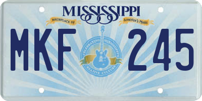 MS license plate MKF245