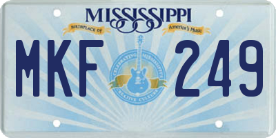 MS license plate MKF249