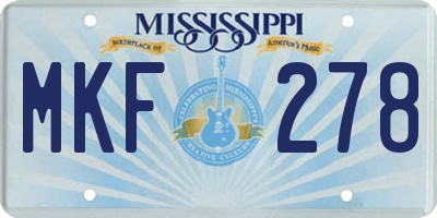 MS license plate MKF278