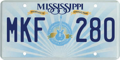 MS license plate MKF280