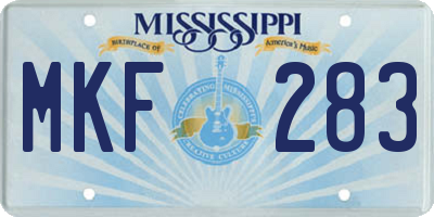 MS license plate MKF283