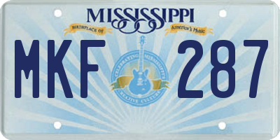 MS license plate MKF287