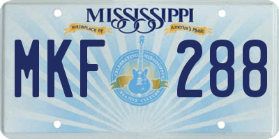 MS license plate MKF288