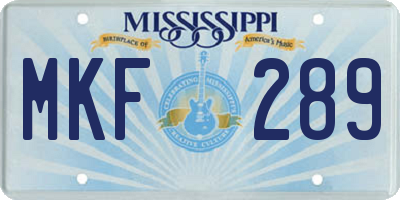 MS license plate MKF289