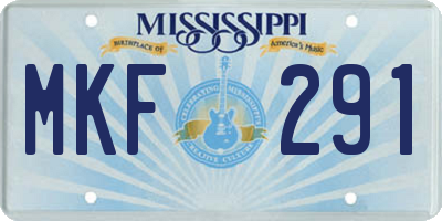 MS license plate MKF291