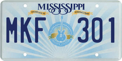 MS license plate MKF301